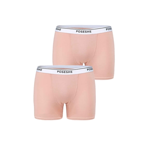 POSESHE Women's Boxer Underwear, Plus Size Boyshorts Panties 6/8" Inseam,2-Pack