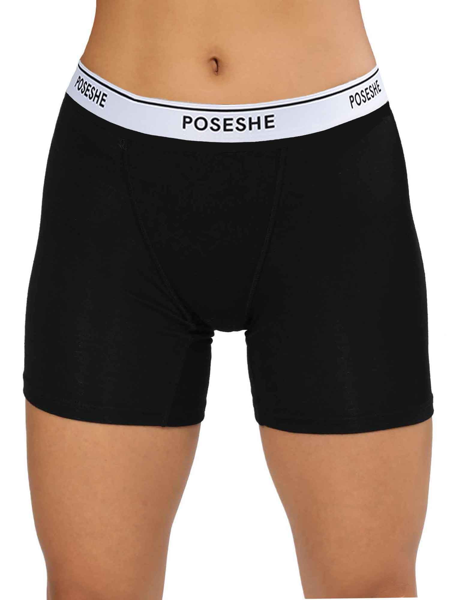 POSESHE Women's Boxer Underwear, Plus Size Boyshorts Panties 6/8 ...