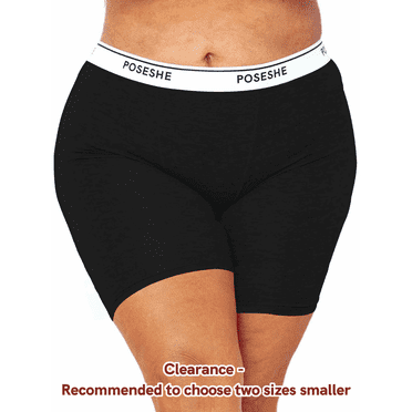 POSESHE Women's Boxer Underwear, Plus Size Boyshorts Panties 6/8" Inseam