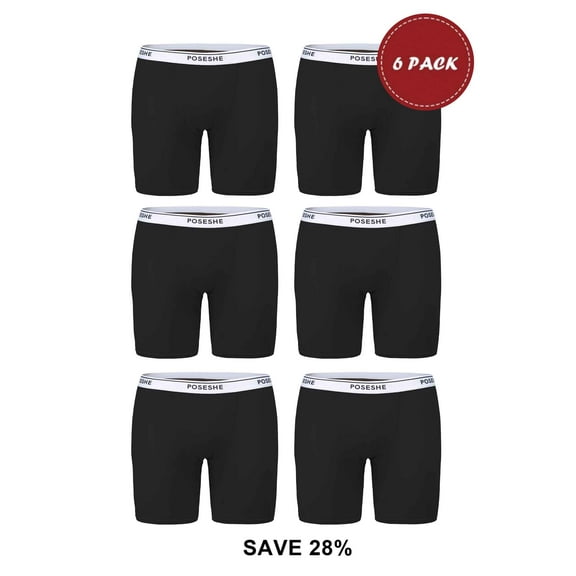 POSESHE Women's Boyshorts Briefs Underwear, Small To Plus Size, 6-Pack