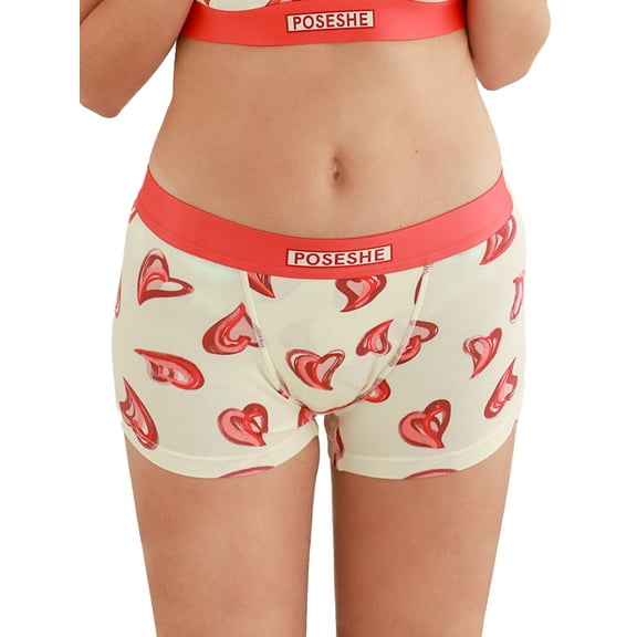 POSESHE Women's Boyshorts Panties Underwear, 3" Inseam,Print-4X