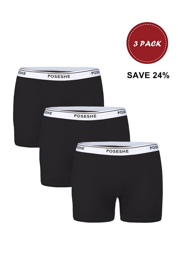 Women's Boyshorts Panties Underwear, 6/8" inseam, S-5XL Plus Size, 3-Pack