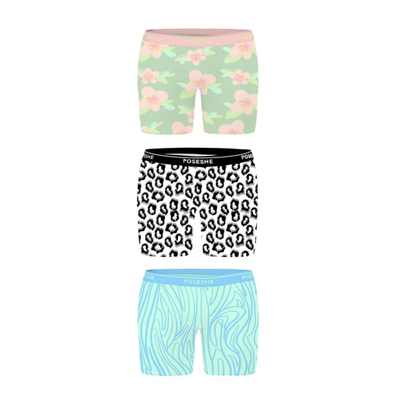 POSESHE Women's Boxer Underwear, Anti-Chafing Plus Size Boyshorts Panties 6" Inseam S-5XL
