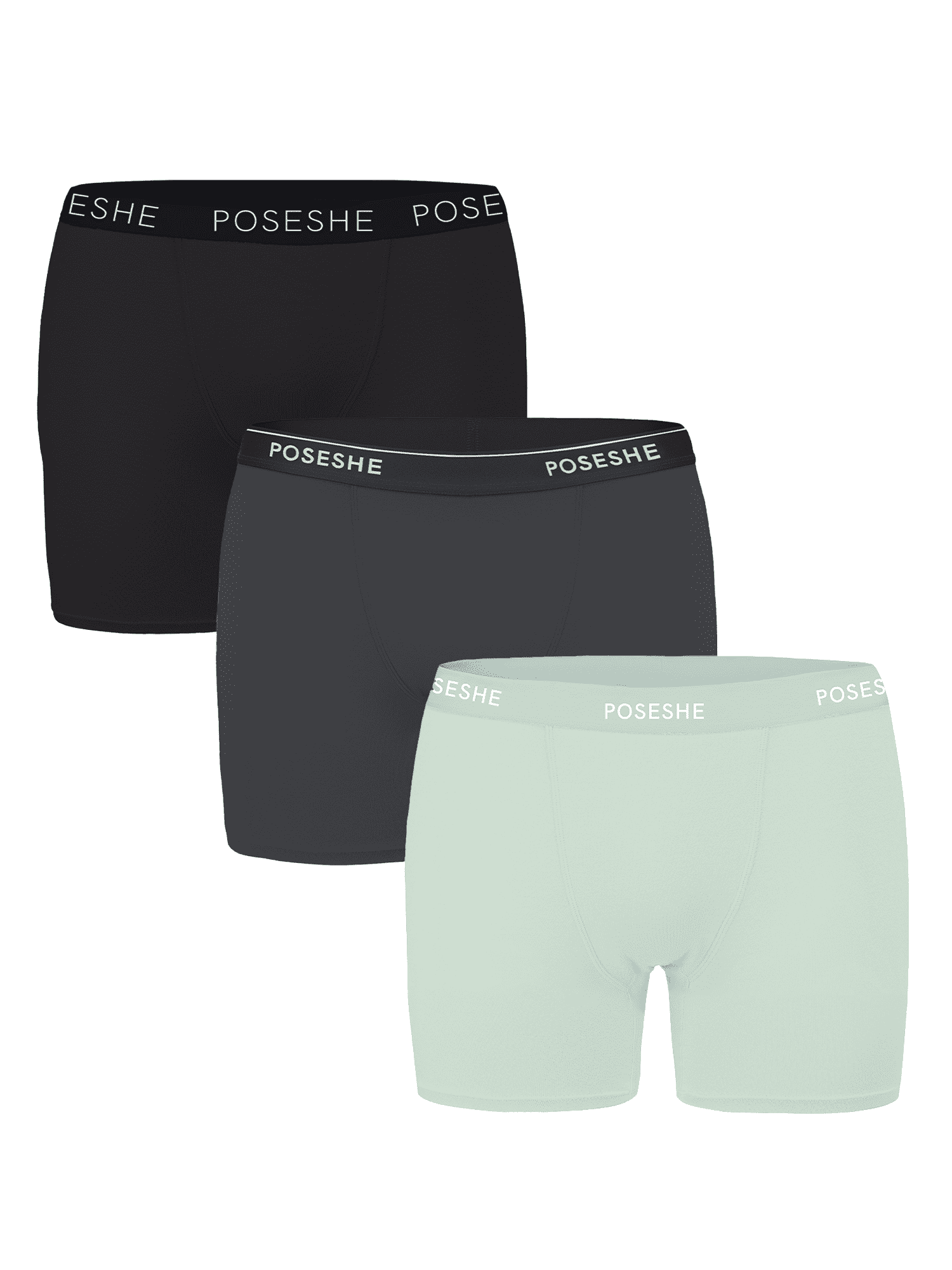 POSESHE Women's Boyshorts Panties Underwear, 6/8 inseam, S-5XL Plus Size,  3-Pack 