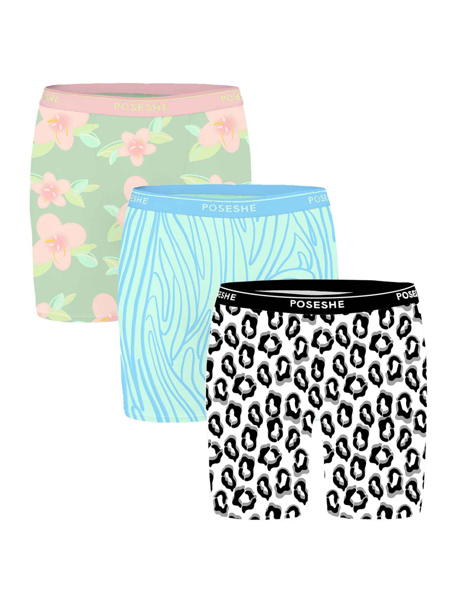 POSESHE Women's Boyshorts Panties Underwear, 6/8 inseam, S-5XL