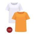 thumbnail image 1 of POSESHE Women's Cotton Essential T-shirt, Scoop Neck, 2-Pack, M-5XL, 1 of 5