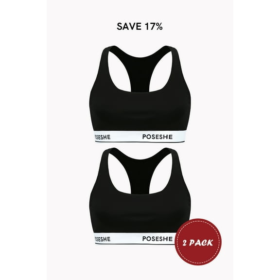 POSESHE Women's MicroModal Bralettes, S-5XL Plus Size Bra, 2 Pack