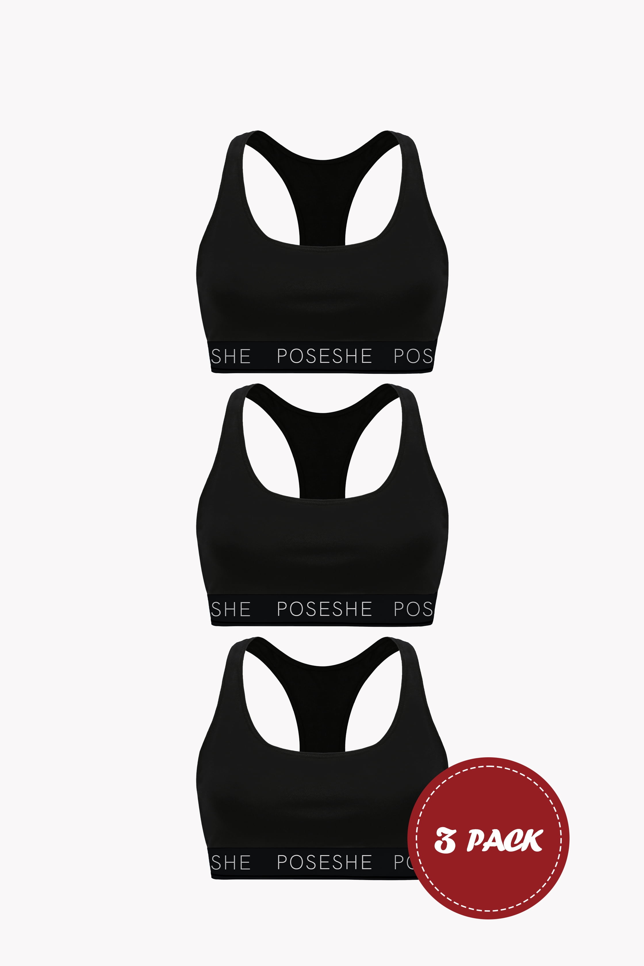 POSESHE Women's MicroModal Bralettes, S-5XL Plus Size Bra, 3 Pack