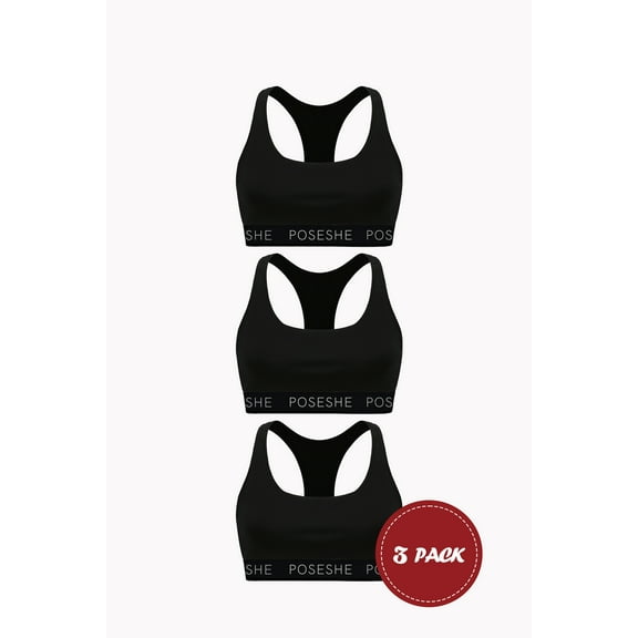 POSESHE Women's MicroModal Bralettes, S-5XL Plus Size Bra, 3 Pack