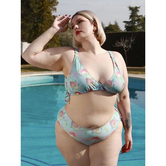 POSESHE Women's Plus Size Bikini Set Two-piece Swimsuit, S-5XL