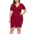 thumbnail image 1 of POSESHE Women's Plus Size Dresses, Deep V Neck Sexy Body Wrap Casual Dress, 1 of 6