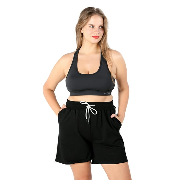 POSESHE Women's Plus Size High Waist Workout Yoga Sweatpants, Summer Drawstring Jogging Shorts, L-5X