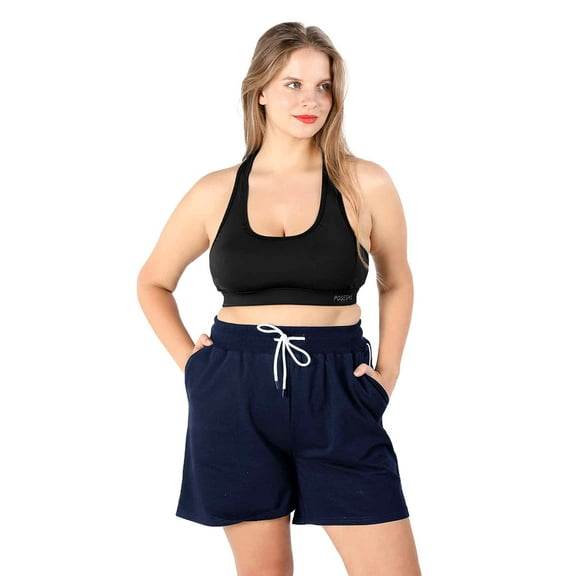 POSESHE Women's Plus Size High Waist Workout Yoga Sweatpants, Summer Drawstring Jogging Shorts, L-5X