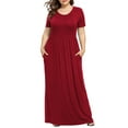 thumbnail image 1 of POSESHE Women's Plus Size Short Sleeve Maxi Dress with Pockets，Tunic Swing T-Shirt Dress, 1 of 6
