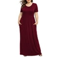 thumbnail image 1 of POSESHE Women's Plus Size Short Sleeve Maxi Dress with Pockets，Tunic Swing T-Shirt Dress, 1 of 5