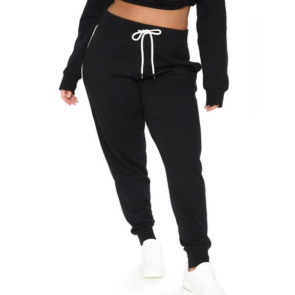 POSESHE Women's Plus Size Sweatpants, Drawstring Slim Fit High Waisted Workout Pants, L-5XL