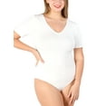 thumbnail image 1 of POSESHE Women's Plus Size V-Neck Short Sleeve Bodysuit, S-5XL, 1 of 6