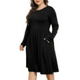 thumbnail image 1 of POSESHE Women's Plus Size Winter Casual Dress,Long Sleeves,Loose Flowy Dress With Pockets,Black,2XL, 1 of 6