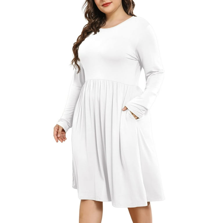 POSESHE Women's Plus Size Winter Casual Dress, Long Sleeves, Loose