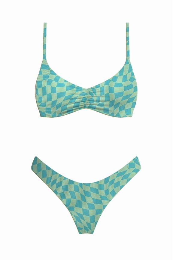 Women's Regular & Plus Size Bikini, Checkerboard Fold Bikini