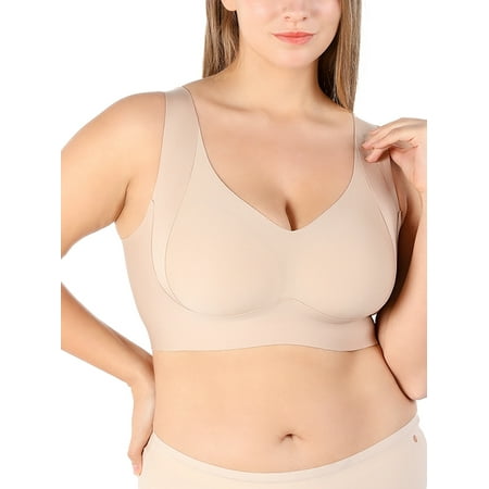 POSESHE Women's Wireless Full Coverage Support Seamless Bra, Great For Large Breast