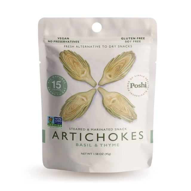 POSHI Marinated Artichoke Hearts Snack Pack Basil + Thyme Keto