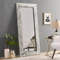 thumbnail image 1 of POSHIONS 71"x32" Rustic Full Length Mirror Vintage Wood Framed Bedroom Floor Mirror Wall Mounted Hanging/Leaning ,Weathering White, 1 of 5