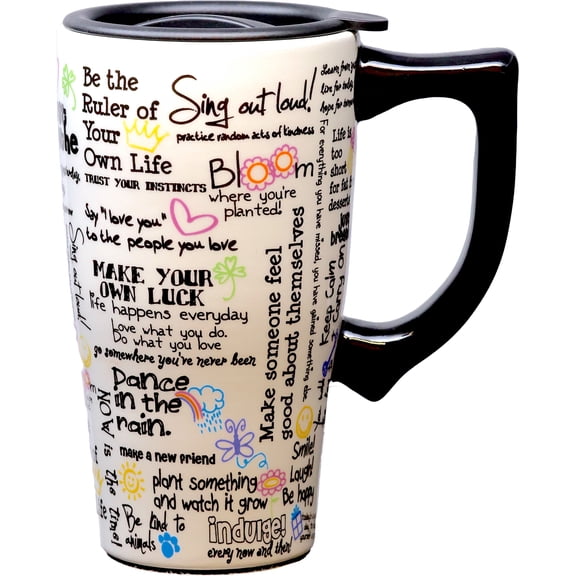 POSTIVE AFFIRMATIONS 18 OUNCE CERAMIC TRAVEL MUG