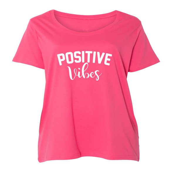 POSITIVE VIBES Womens Plus Size Scoopneck T