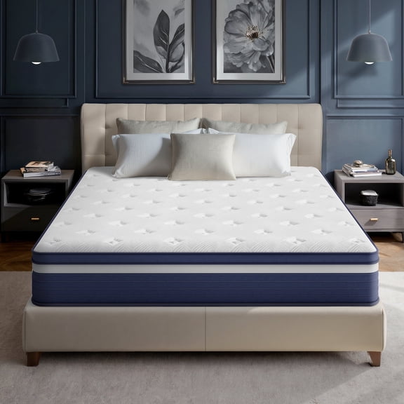 Babo Care Full 10 inch Cooling Gel Memory Foam Hybrid Mattress with Individually Pocketed Coils, Medium Support, Motion Isolation, Mattress in a Box, CertiPUR-US Certified