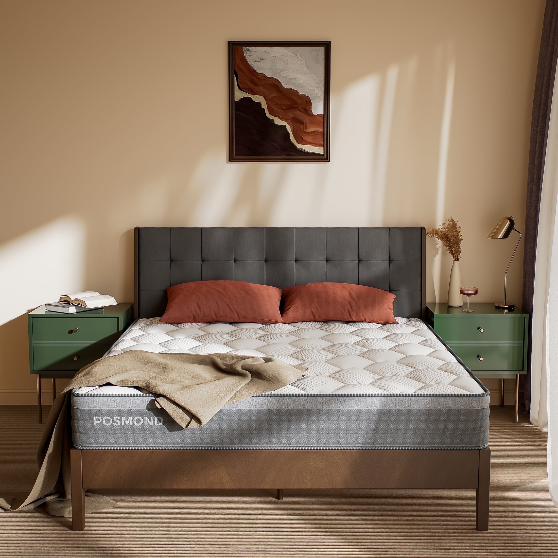 POSMOND 12 inch King Mattress, Memory Foam Mattress, Hybrid Mattress with Pocket Spring for Cool Sleep & Pressure Relief, Motion Isolation, Medium, Mattress in a Box, CertiPUR-US