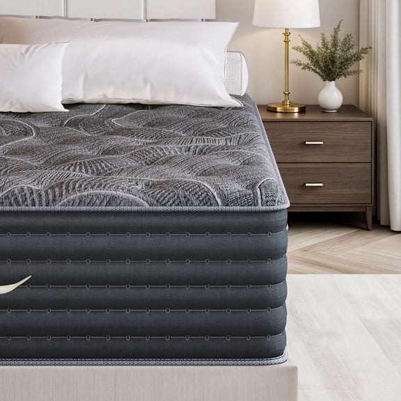 POSMOND Dual-Sided 12" King Mattress Medium Firm & Firm Reversible Hybrid Mattress,Cooling Gel Memory Foam Mattress-in-a-Box,Pocket Coils,Pressure Relief