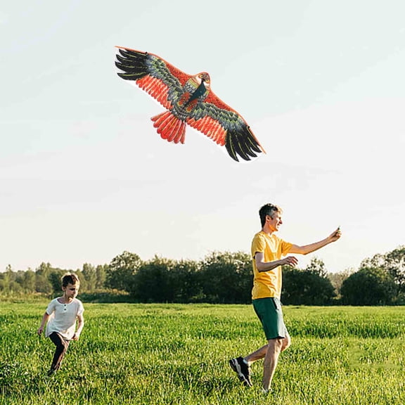 POSORJU Eagle Kite for K*ids and Adults Realistic Portable Eagle Shape Flying Kite, Fishing Rod Line Kites Kites Easy Flying Toy Frameless Kites Popular Beach Activity Parent-K*ids Favor