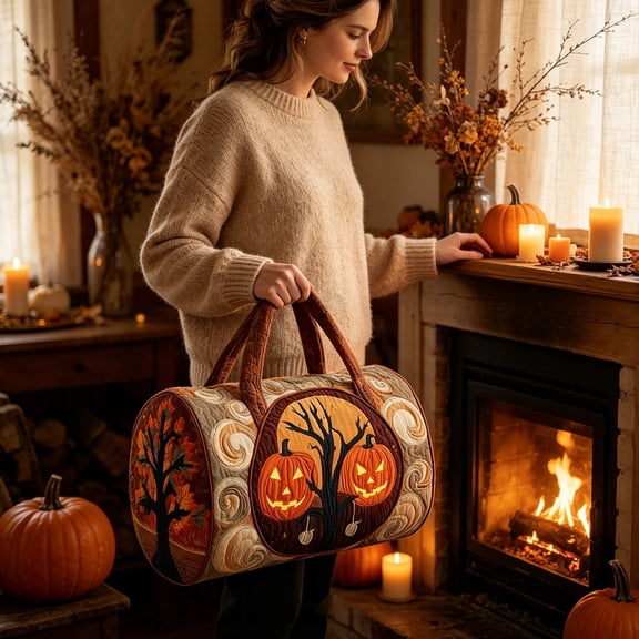 POSORJU Halloween Pumpkin Travel Duffel Bag Lightweight Waterproof Carry On Tote Bag, Travel Duffle Bag Weekender Overnight Gym Bags for Women Men