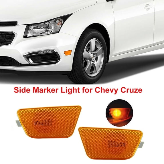 POSSBAY 2x Car Front Bumper Mounted Side Marker Light For Chevy Cruze 42334144+42334145