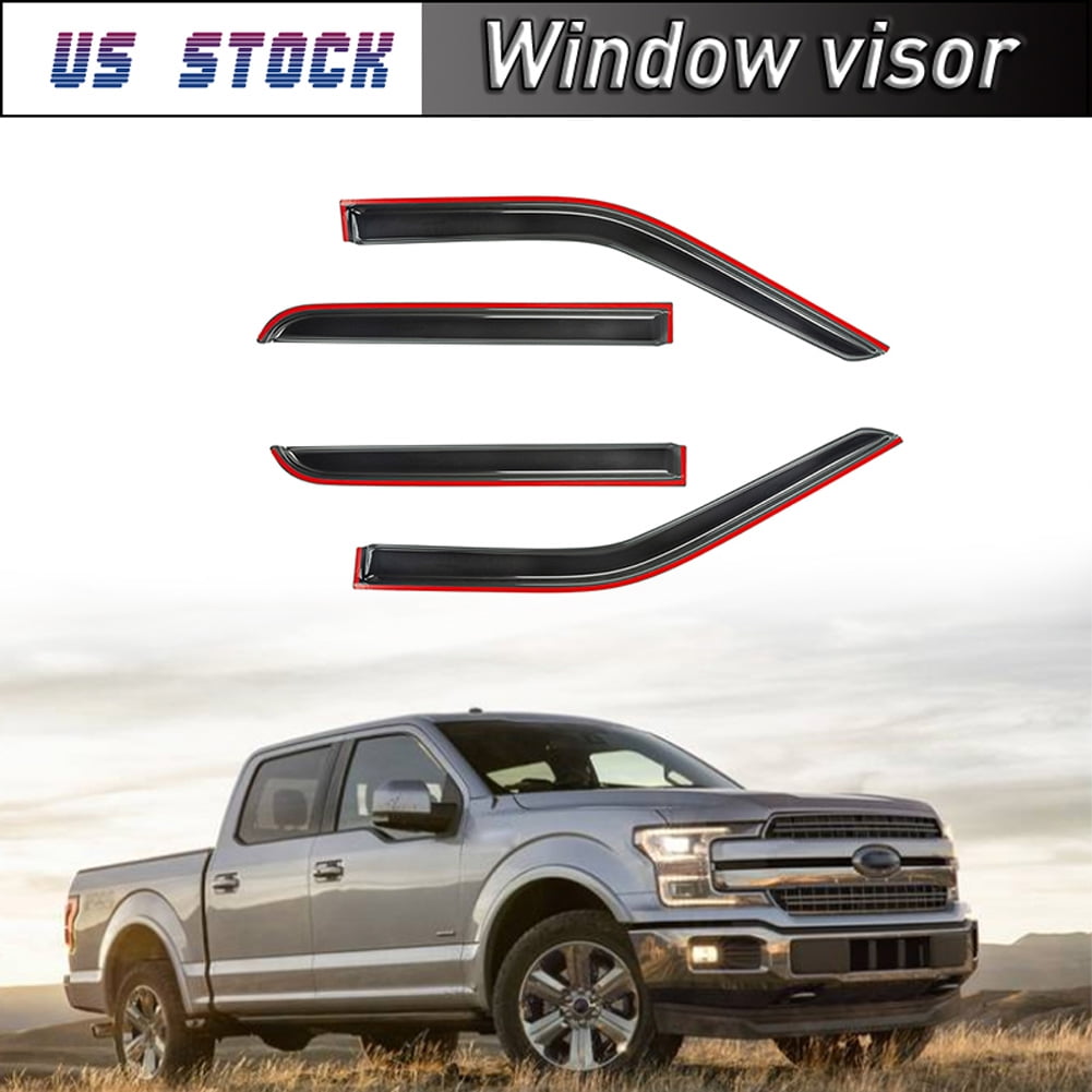 Extreme Online Store For 2009-2014 Ford F-150 Crew Cab | EOS Visors In-Channel Style Smoke Tinted Side Vents Window Deflectors Rain Guards - Foto 4