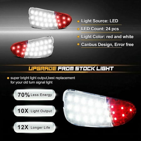 POSSBAY WHITE Red LED DOOR PANEL COURTESY INTERIOR LIGHTS Fit for FORD F150 F250