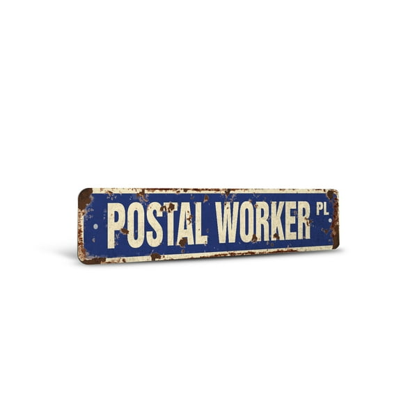 POSTAL WORKER Vintage Style Rustic Street Sign – APWU RFD Postal Postage Mail Retro Decorative Wall Sign for Home, Bar, Garage, or Outdoor Use | 6" X 24" Aluminum Metal Road Sign