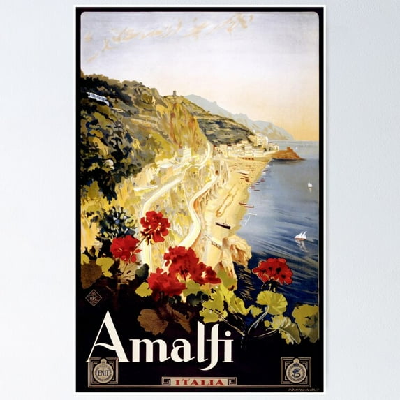 Poster 1920 Amalfi Coast Italy Travel - Unframed Poster, 24x36