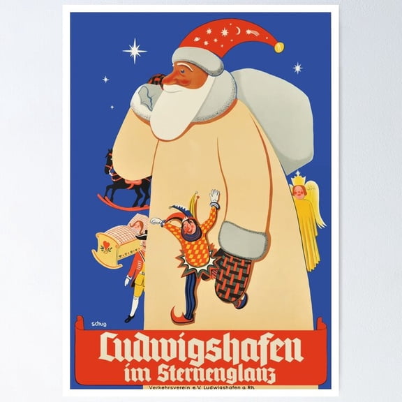 Poster 1935 Germany Ludwigshafen Christmas Market - Unframed Poster, 24x36