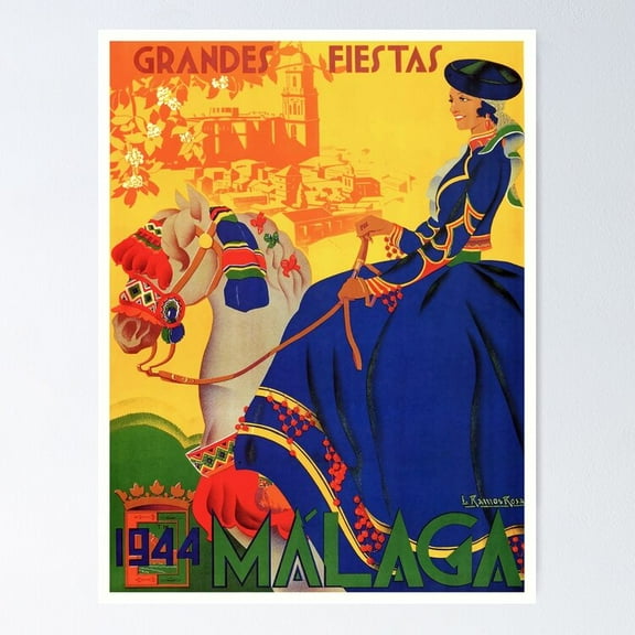 POSTER 1944 Malaga Grandes Fiestas Spain Travel POSTER UNFRAMED, 8x12