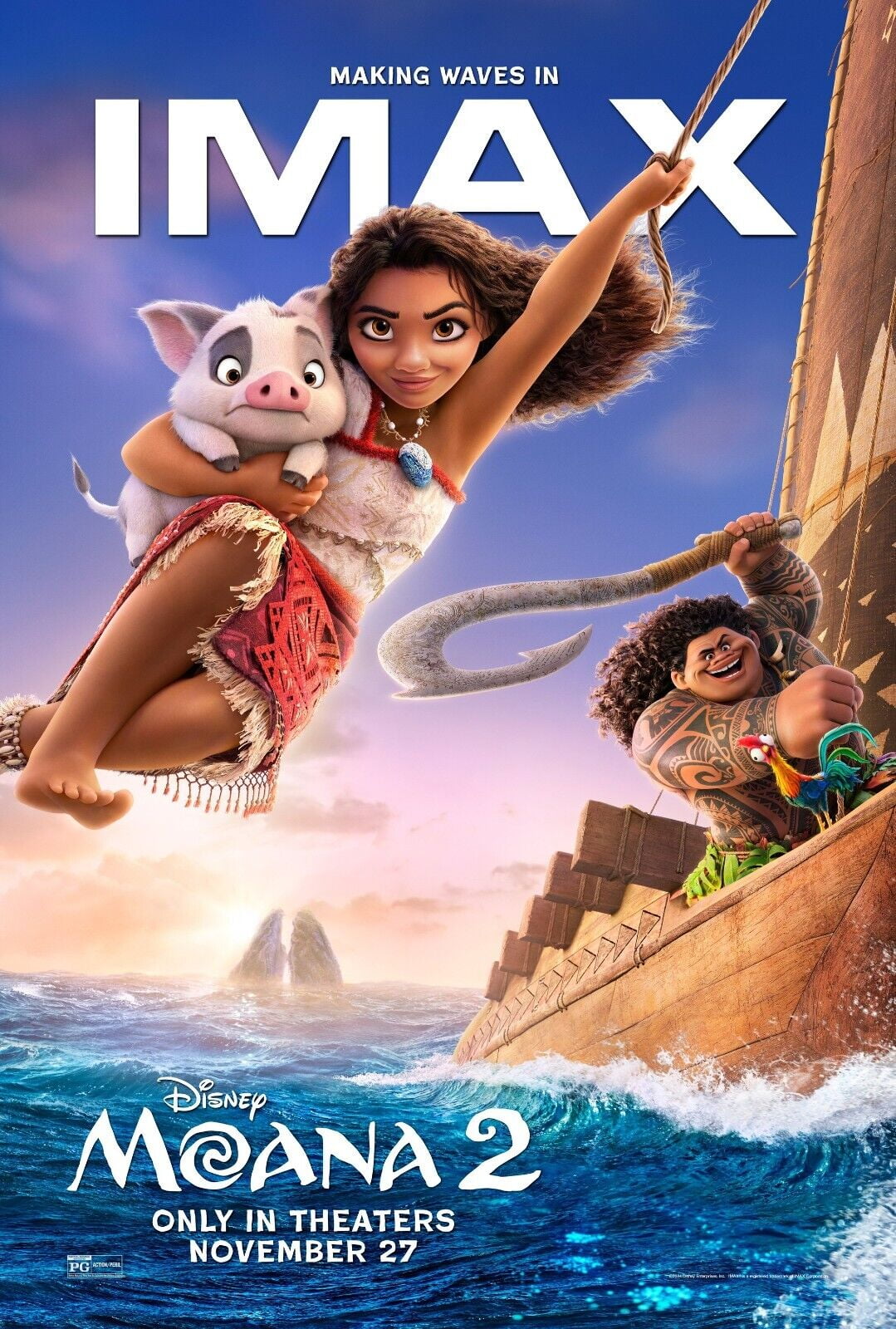 POSTER 2024 Disney Moana 2 Movie Poster Auli'i Cravalho Dwayne Johnson