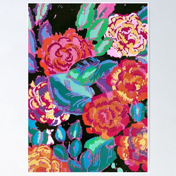 POSTER 80s Flower Pattern POSTER UNFRAMED, 8x12