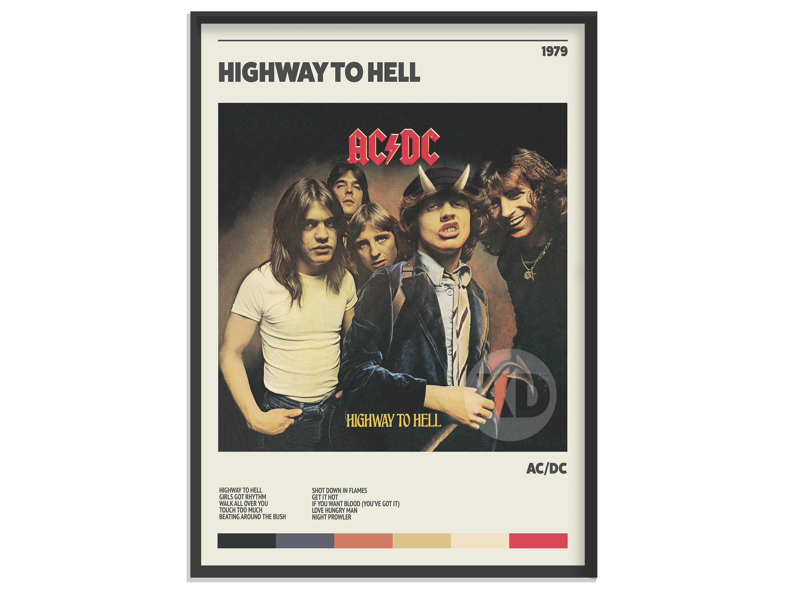 POSTER AC/DC - Highway to Hell Retro Album Print | Music Poster - Matte ...