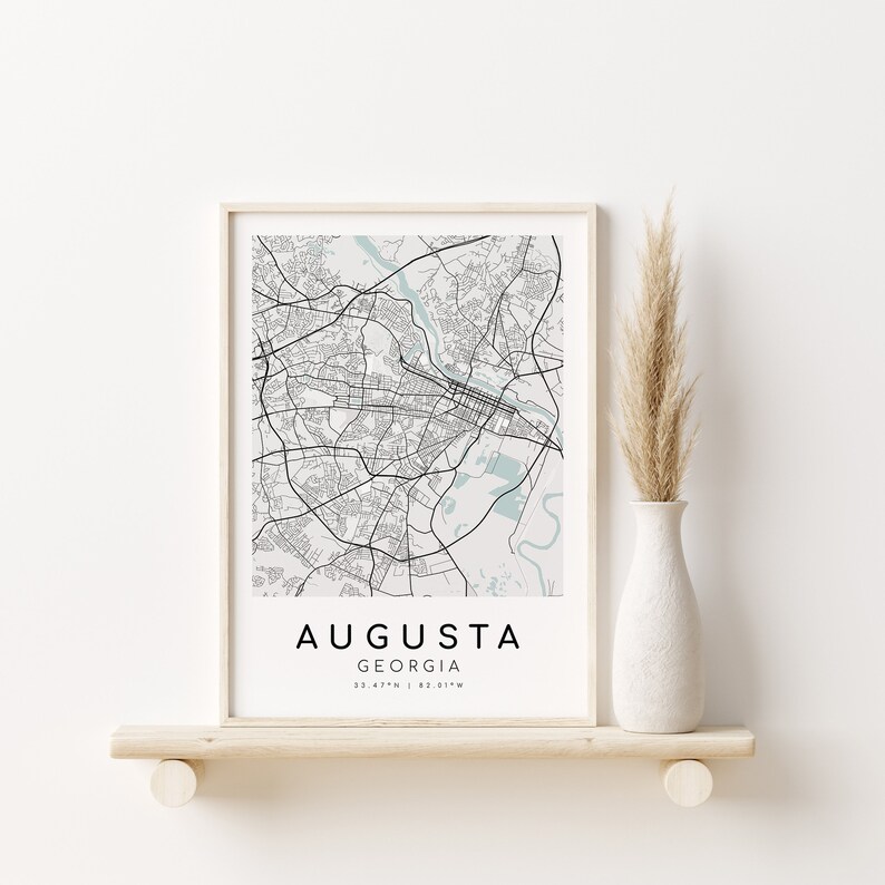 POSTER AUGUSTA City Map, Home Map, GA USA Map Print, Locations, Anniversary, Map, Home