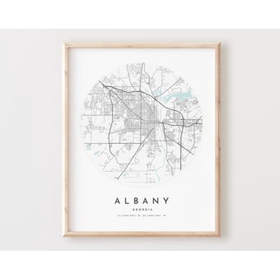 POSTER Albany Map Print, Albany Map Poster City Wall Art, Ga Road Map, Georgia Print Street Map Decor UNFRAMED, 12x18