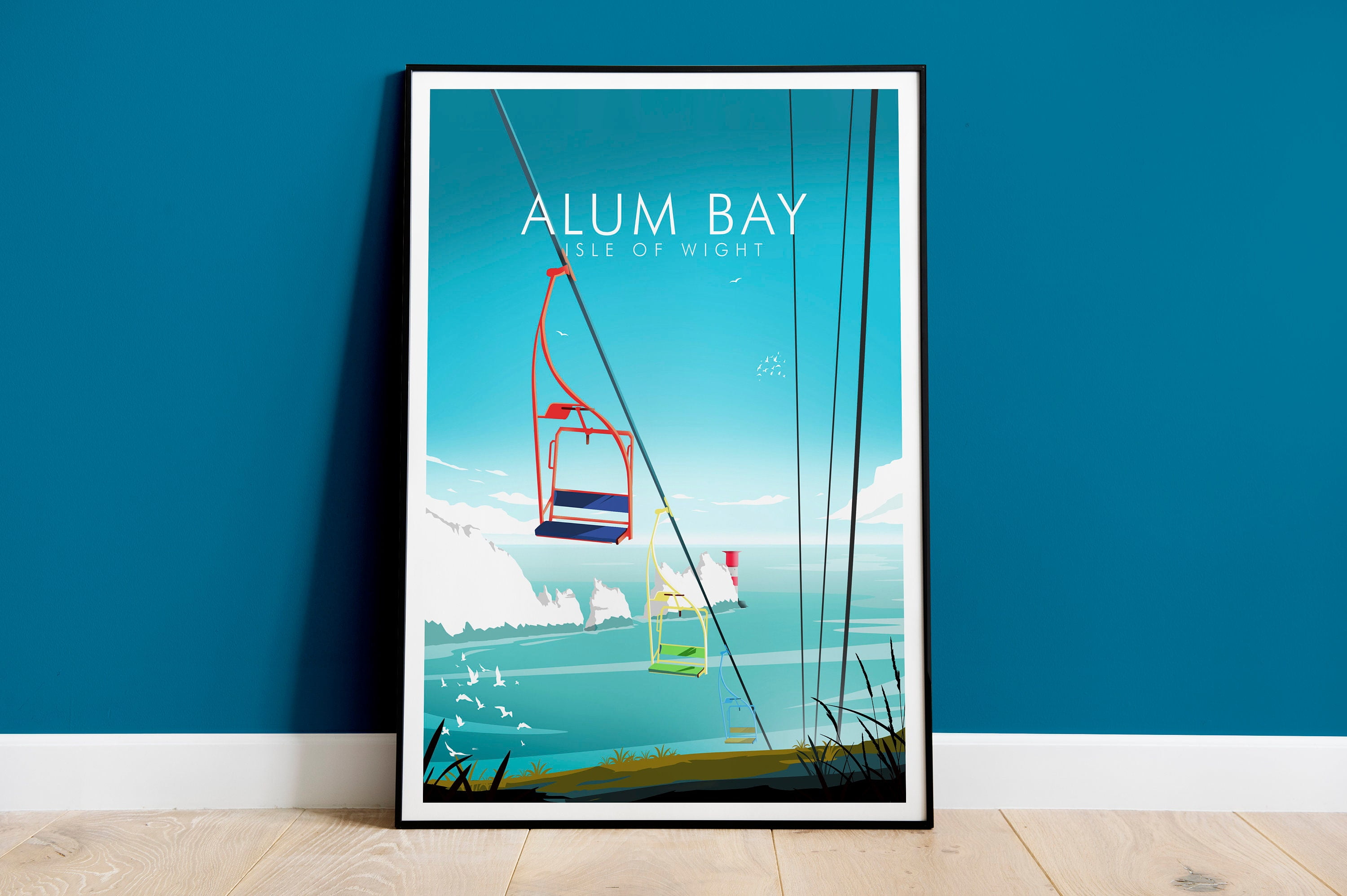 POSTER Alum Bay Print, The Needles Print, Isle of WightUNFRAMED