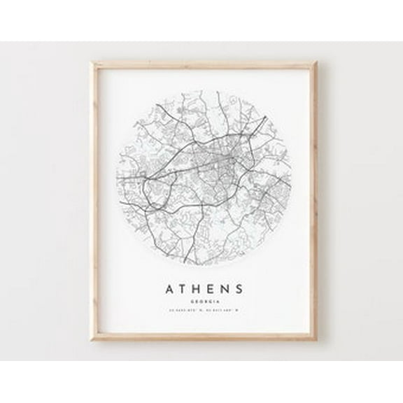POSTER Athens Map Print, Athens Map Poster City Wall Art, Ga Road Map, Georgia Print Street Map Decor UNFRAMED, 12x18