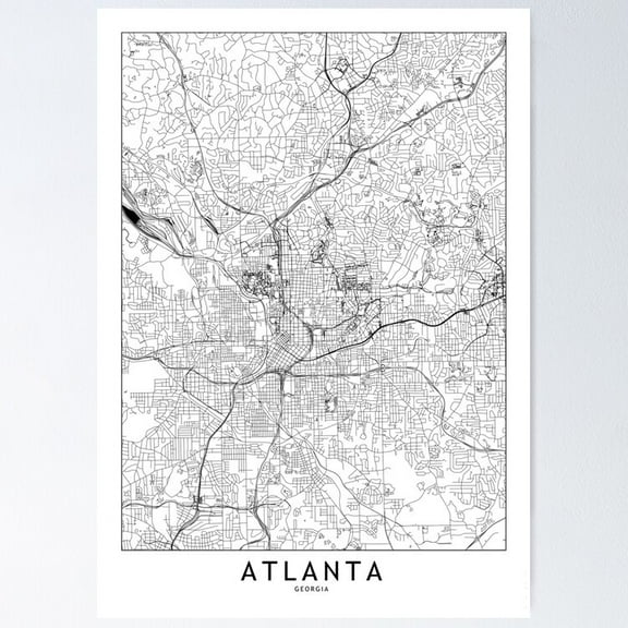 POSTER Atlanta White Map Poster UNFRAMED, 24x36