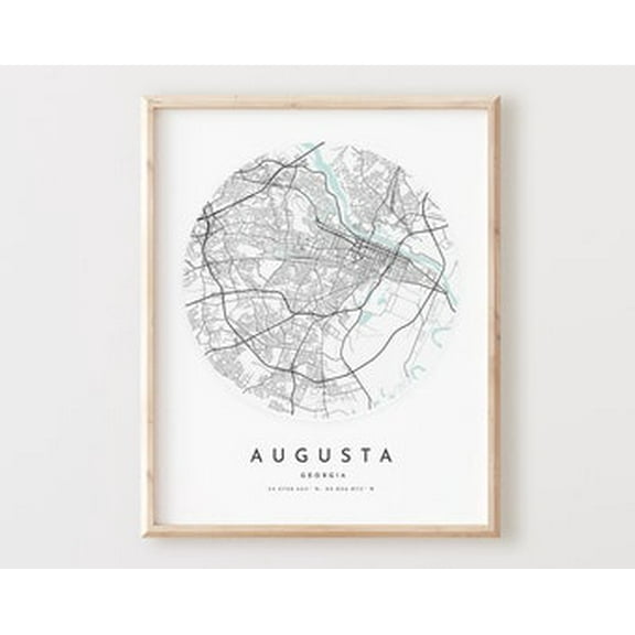 POSTER Augusta Map Print, Augusta Map Poster City Wall Art, Ga Road Map, Georgia Print Street Map Decor UNFRAMED, 12x18